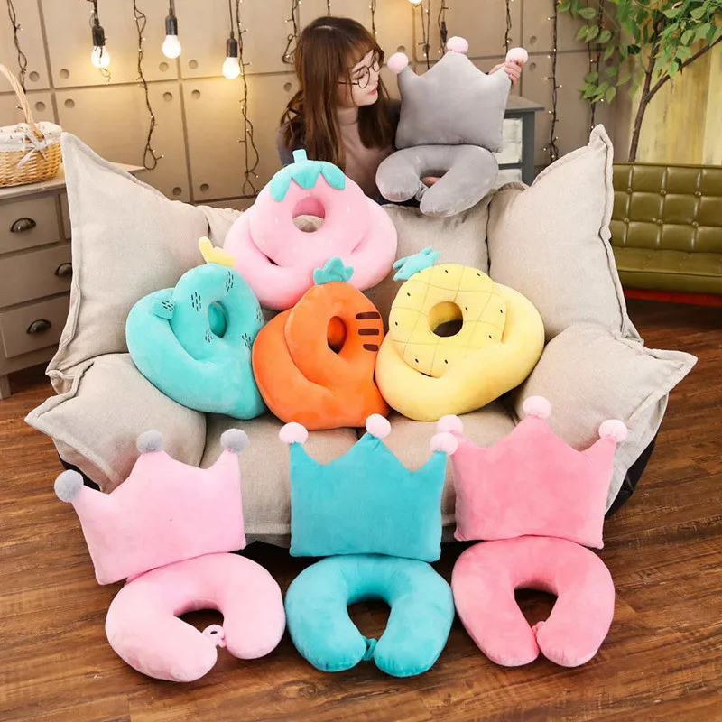 

Lazy Fruit U-SHAPE Pillow Travel Neck Support Pillow Creative Radish Napping Pillow Students Hollow out Lunch Break pa zhen