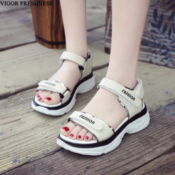 

VIGOR FRESHNESS Shoes Summer Women Sandals Platform Woman Sneakers White Sandals Flat Sandals Female Causual Shoes Lady WY587