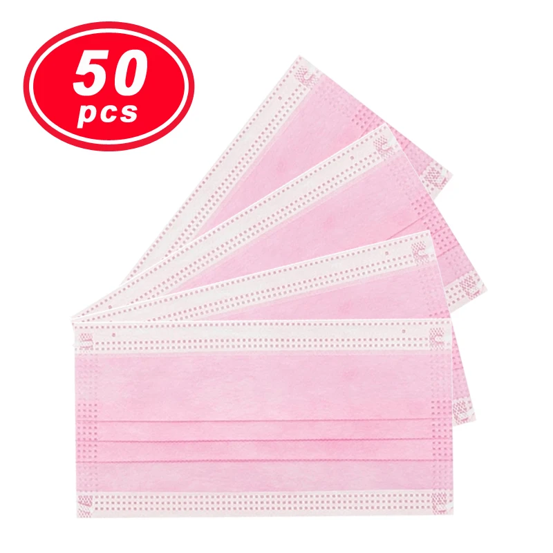 

Ships Within 36 Hours 50pcs Pink Mask Medical Mask Disposable Mask mask Earloop anti-pollution mask