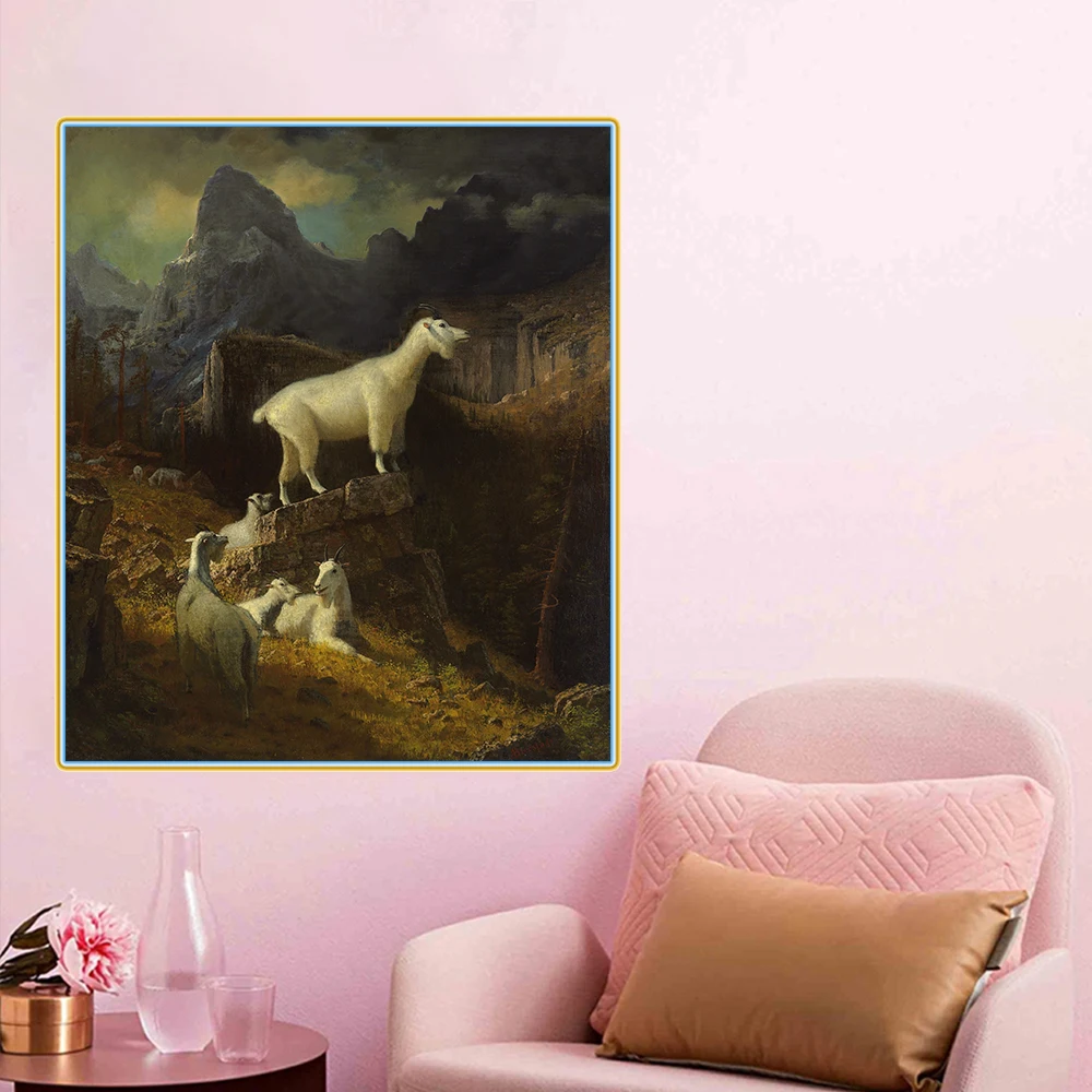 Цитон Альбера биерштадта Rocky Роки горные козы Canvas холст картина маслом печатные