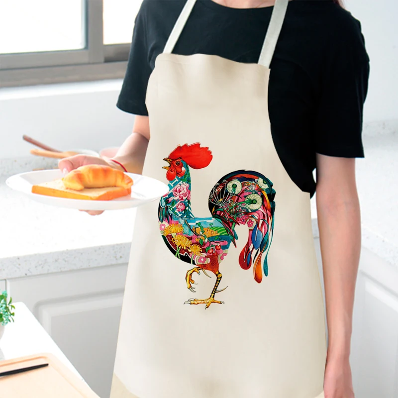 Parent-child Kitchen Apron Cartoon Creative Animal Printed Sleeveless Cotton Linen Aprons for Men Women Home Cleaning Tools