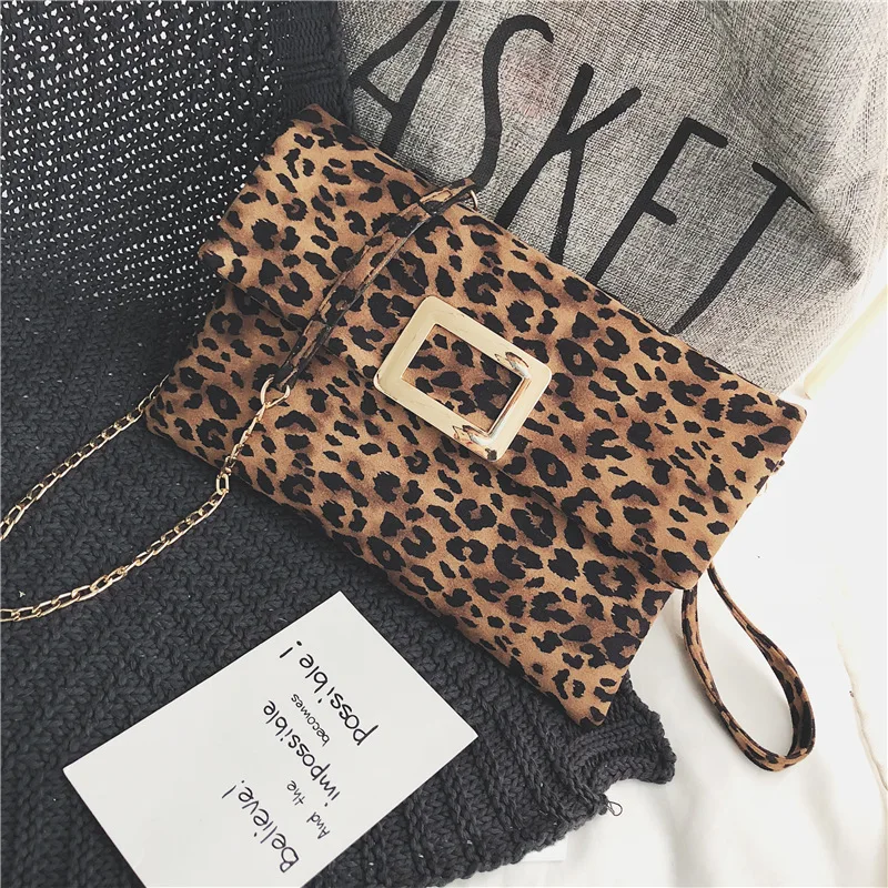 Envelope Clutches Crossbody-Bag Shoulder Handbag Leopard Vintage Chain Messenger Women | Багаж и сумки