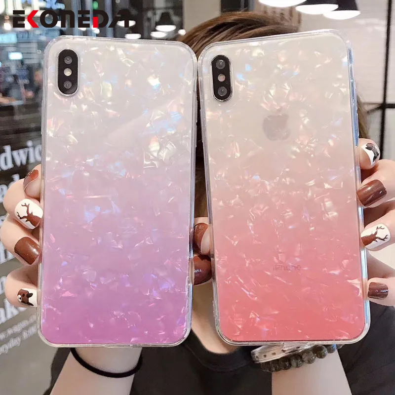 

EKONEDA Luxury Gradient Marble Case For iPhone 11 Pro Max X XS Max XR Case Silicone Girly Soft Case For iPhone 7 6 6s 8 Plus