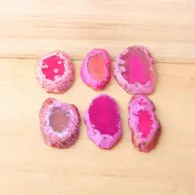 Rose pink Natural Agates Slice Geode Polished Slab Brazil Crystal Quartz Ornaments DIY Apparel Sewing Accessory 20-21*34-45MM
