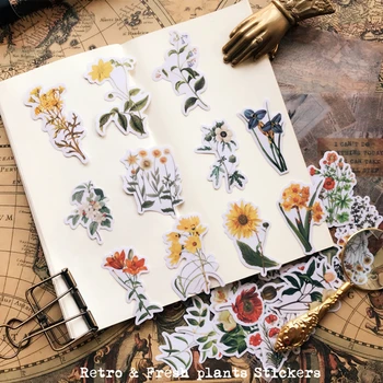 

62Pcs/Lot Vintage Plants Leaves Vellum Paper Sticker DIY Craft Scrapbooking Album Junk Journal Planner Decorative Stickers
