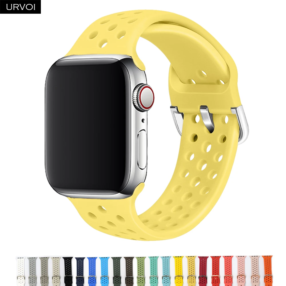 URVOI band для Apple Watch series 5 4 3 2 1 двойной цветной силиконовый тонкий ремешок iwatch дышащие
