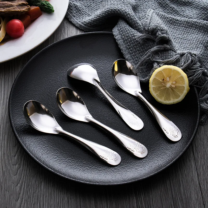 

Kawaii Small Spoon Stainless Steel Coffee Ice Cream Spoon Tableware Hotel Restaurant Factory Direct 3.3x13.5cm