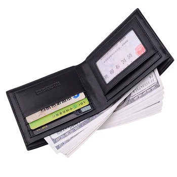 

Leather Wallet Men Business Short Two Folding Credit Card Holder Wallets Bag With Coin Cash Pocket And Photo Purse For Male Hot