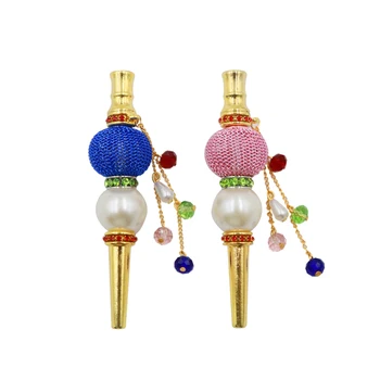 

New 1PC Metal Fashion Handmade Inlaid Jewelry Nework And Bead Portable Shisha Chicha Narguile Filter Tip Hookah Mouthpiece
