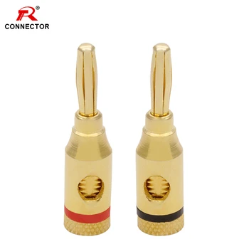 

2pcs 4MM Banana Plug Musical Audio Speaker HIFI Cable Connector, Gold Plated, Stackable for bi-wiring or multiple speakers