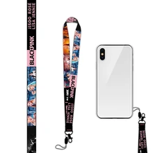 Kpop Blackpink Роза шаблон брелок для мобильного телефона шеи ремень значок держатель подвесная Веревка Шарм