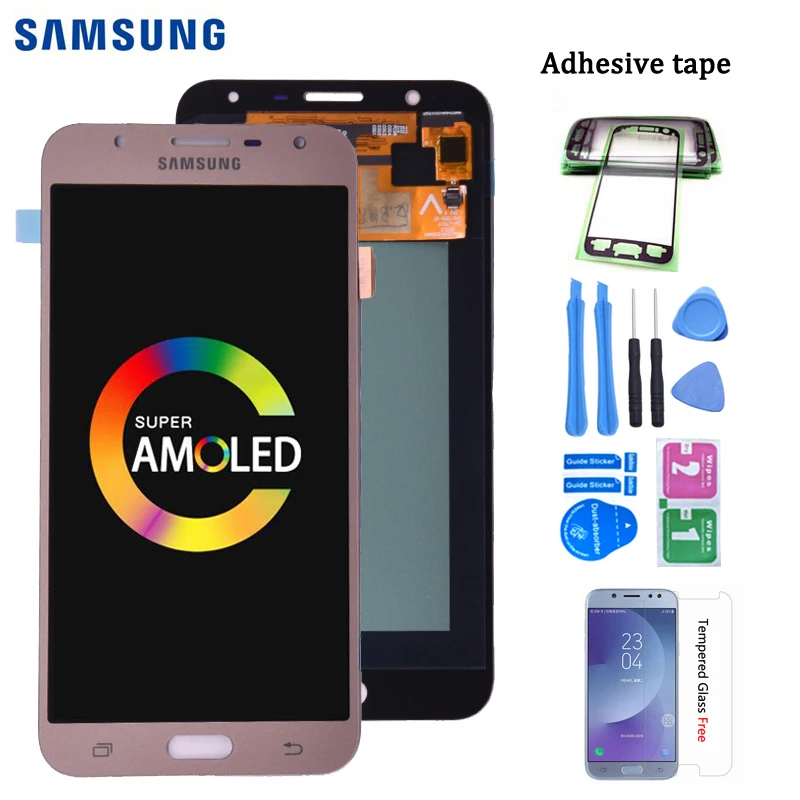 Cena Oryginalny Amoled do Samsung Galaxy J7 nxt J701F J701M wyświetlacz LCD ekran dotykowy digitizer montaż dla j701 J7 neo J7 rdzeń lcd