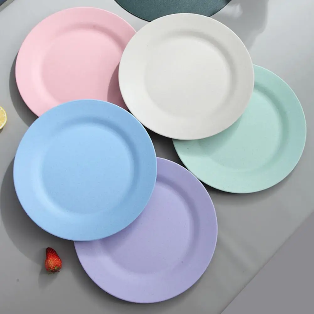 25cm Plates dinnerware Wheat Straw Plates Unbreakable Lightweight Dinner Reusable plastic plate Set Set Dinner