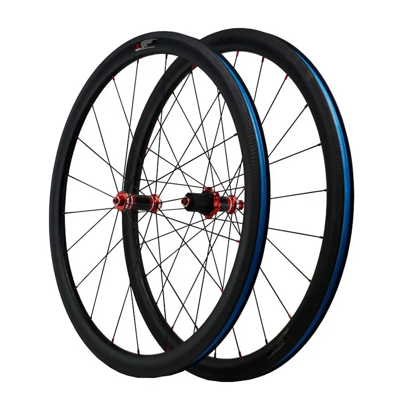 40Clincher Red Hub 700c карбоновая колесная бескамерная покрышка V Тормозной Обод Глубина 40 мм 50 мм 55 мм смазывающая гладкая герметичная ступица подшипника 25 мм ширина - Цвет: 40Clincher Red Hub