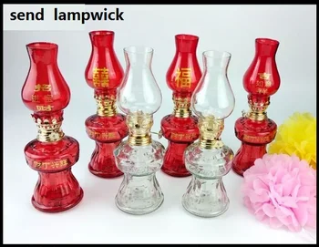 

Quality Vintage Glass Kerosene Lamp Wedding Festival Celebration Oil Lights Lampwick Decoration Table Lamp Desk Lights