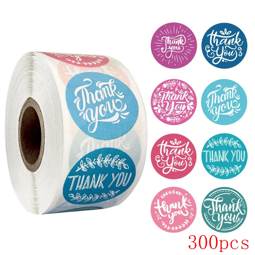 50-500pcs 8 styles Thank You Sticker for Seal Labels Round Floral Multi Color Labels Sticker handmade offer Stationery Sticker 