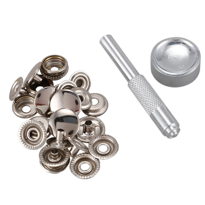 Snap Fastener Kit with 6 Complete Set 5/8 Stainless Steel Snaps