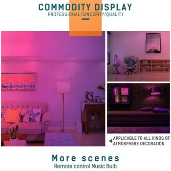 

E27 LED Light Bulb Dimmable Living Room Home Decor Colored Color Changing 12W Bluetooth Music Smart RGB With Remote Control