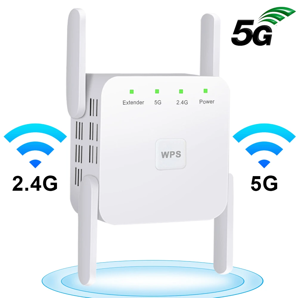 Repetidor wifi 5G inalámbrico, amplificador 4 antenas, extensor de señal de largo alcance, enrutador de 5 GHz, 1200Mbps|Rúteres inalámbricos| - AliExpress