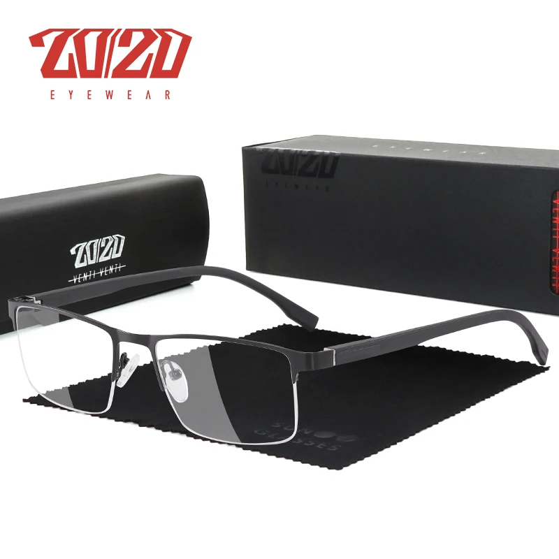 

20/20 Brand Design Men Titanium Glasses Half Frame Ultralight Square Eye Myopia Prescription Eyeglasses Male Optical HT19-61
