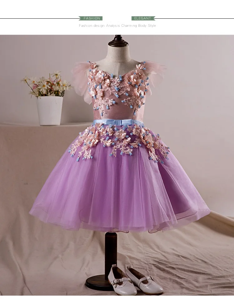 Платье с цветочным узором для девочек; детское платье для первого причастия на свадьбу; кружевное красивое платье; детское бальное платье; Пышное вечернее платье
