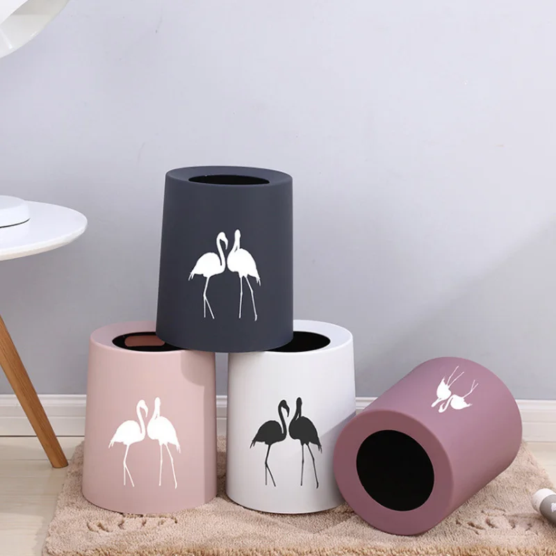

Double Layer Reindeer Flamingo Desktop Car Trash Bin Nordic Style Waste Bins Kitchen Garbage Bag Holder Plastic Storage Bucket