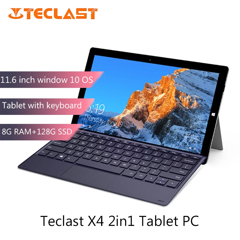 Pаспродажа Teclast X4 2 в 1 планшетный ПК ноутбук 11,6 ips Windows 10 Celeron N4100 четырехъядерный 8 Гб ram 256 ГБ SSD 5MP HDMI type C с клавиатурой