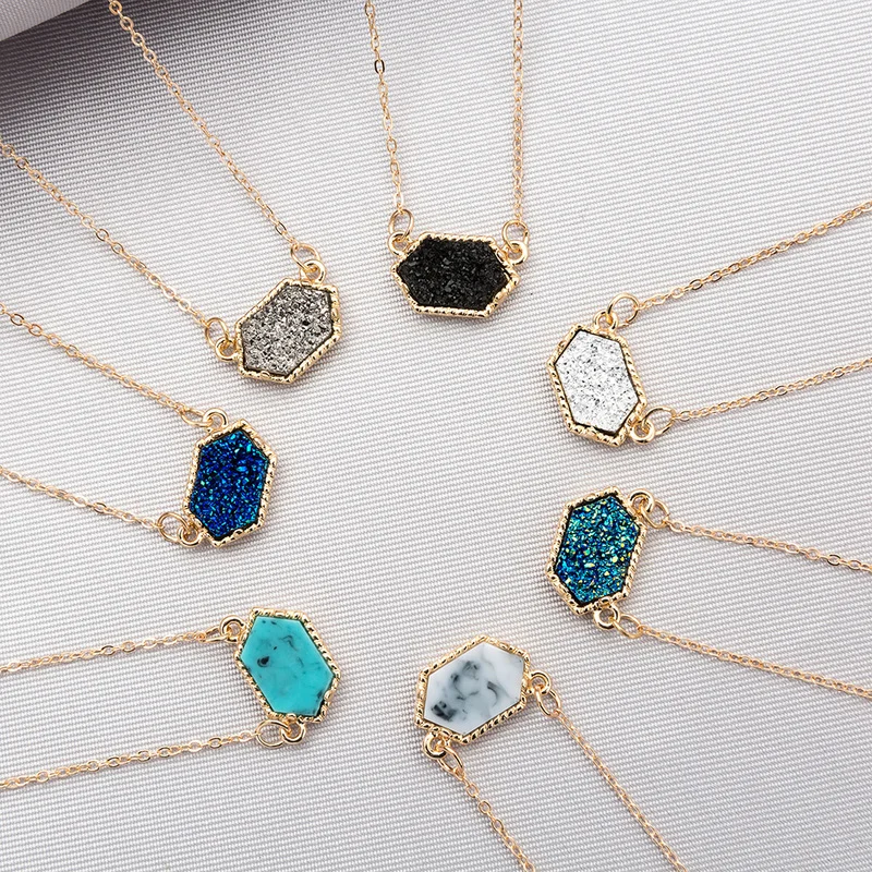 Ожерелье Друза Drusy 14 цветов модное овальное ожерелье из искусственного камня