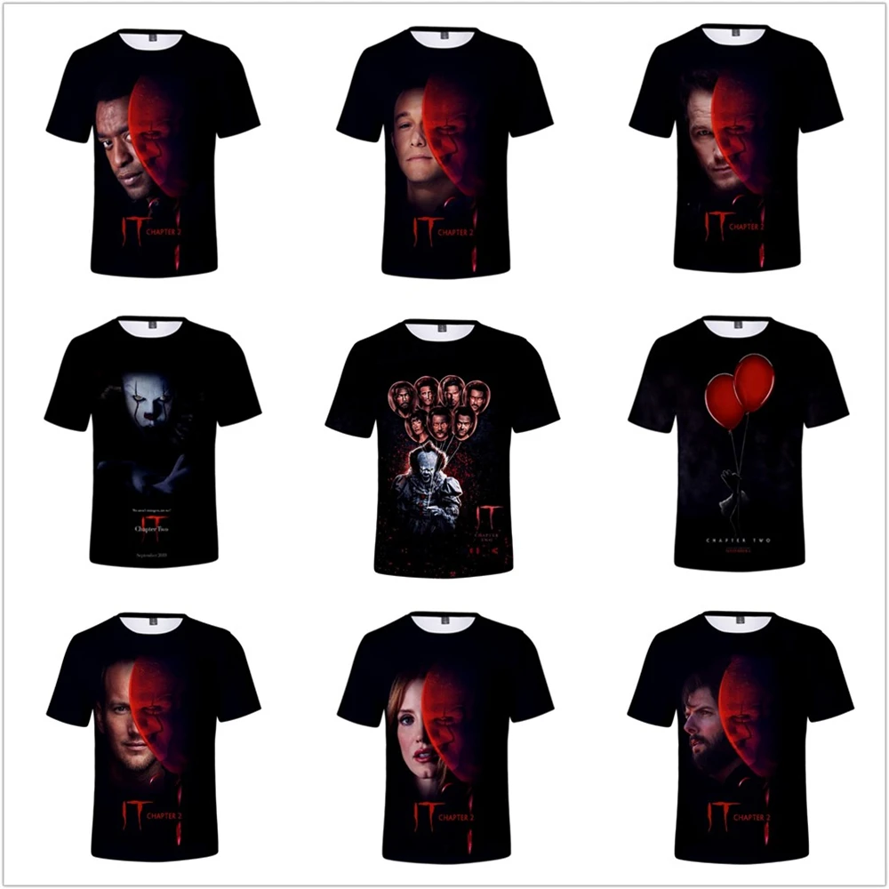 

Halloween Movie Stephen King's It: Chapter Two Pennywise Clown Cosplay Costume 3D Print T-shirt Casual Short Sleeve