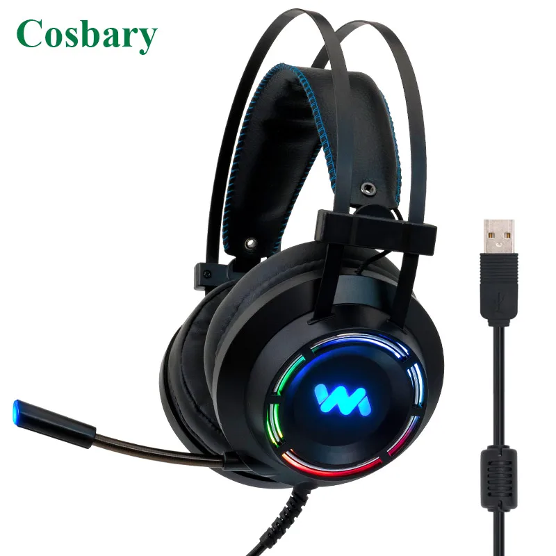 Headset com Microfone Fone de Ouvido com Fio Fone de Ouvido para pc Cosbary Gaming Surround Sound Game Gamer Computador Portátil Xbox Usb 7.1