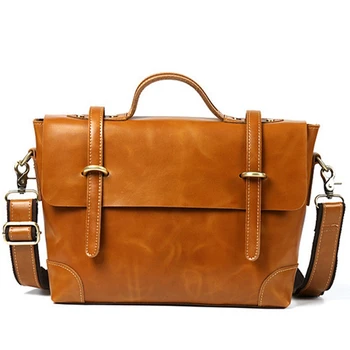 

Men's Leather Handbag Shoulder Bag Retro Leather Briefcase Messenger Bag European and American Casual and Simple