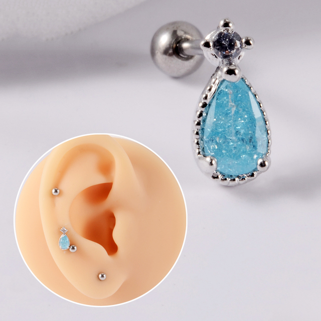 361L Surgical Steel Cz Ear Tragus Cartilage Crystal Lightning Snake Lobe Earrings Helix Earring Barbell Piercing Jewelry 20G