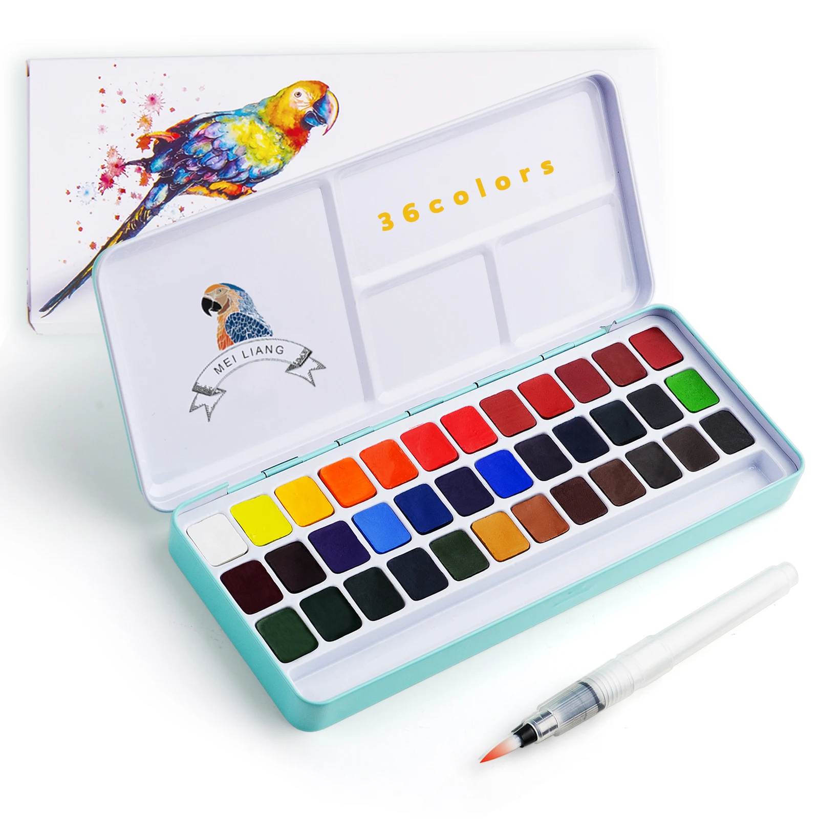 Meiliang 36 Colors Solid Watercolor Paint Set Not Toxic Watercolor Pigment Portable Metal Case With Palette And Art Paint Brush|Water Color| - Aliexpress