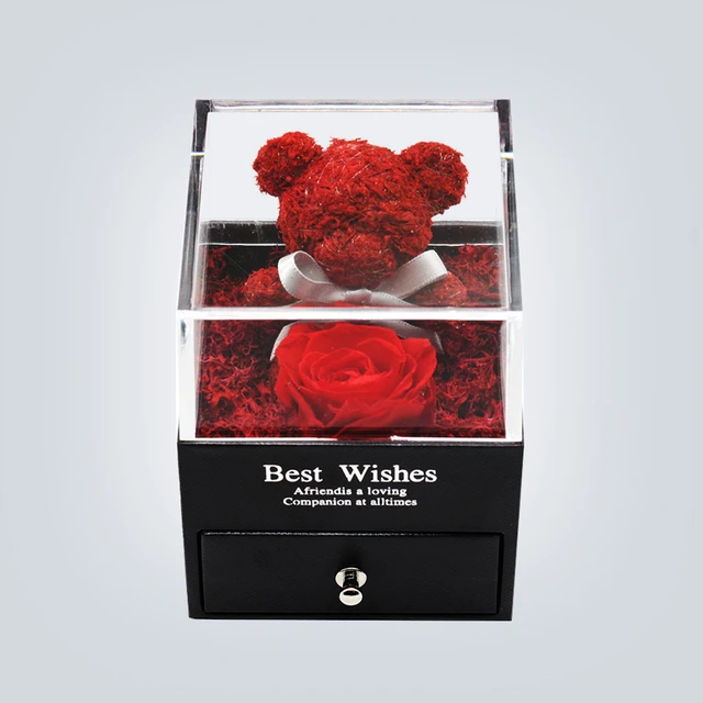 Handmade Preserved Real Rose Jewelry Box Holder Immortal Flowers Forever Blossom Wedding Valentine S Day Gift Set For Women Artificial Dried Flowers Aliexpress