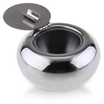 

Creative Stainless Steel Drum Shape Lid Ashtray With Cover Car Living Room Office Ashtray Cigarette Cigar Smokeless Ashtray