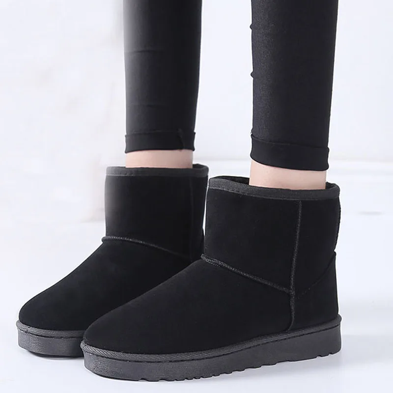 Winter Women's Short-Tube Snow Boot Plush Warm Women Shoes Suede Round-Toe Flat Heel Ankle Boots botines mujer WSH4267 women snow boots