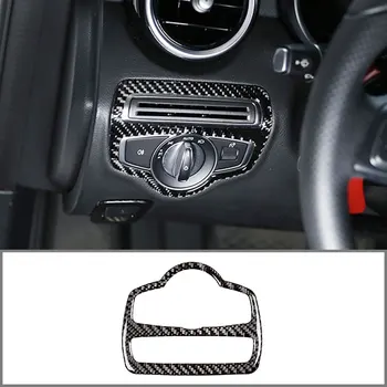 

For Mercedes Benz C Class W205 GLC X253 GLC260 C180 C200 2015-2019 Real Carbon Fiber Car Headlight Switch Frame Trim Stickers