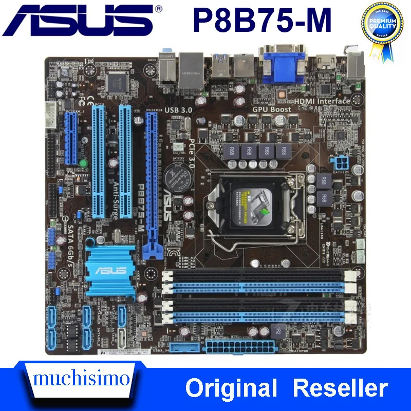 Best Price LGA 1155 ASUS P8B75-M Motherboard DDR3 Cpu Core i5 i3 Pentium Celeron 32GB PCI-E 3.0 USB3.0 Original Used ASUS P8B75-M Mainboard