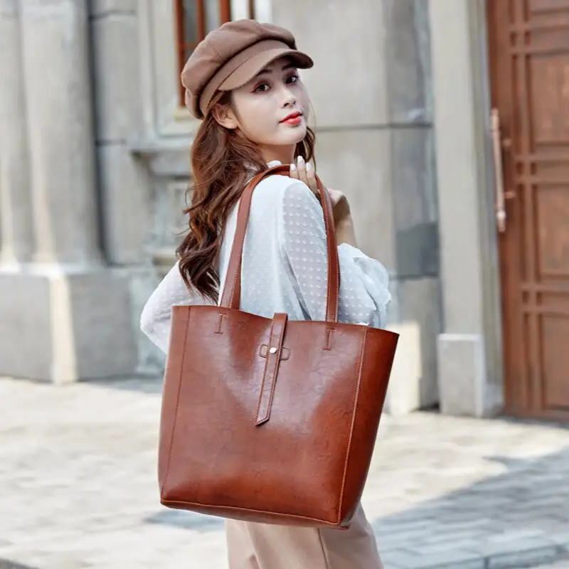 

Wax Oil Pu Leather Handbags For Women Vintage Style Large Capacity Shoulder Bags Messenger Bags Bolsos Mujer 2021 Shopping Bags
