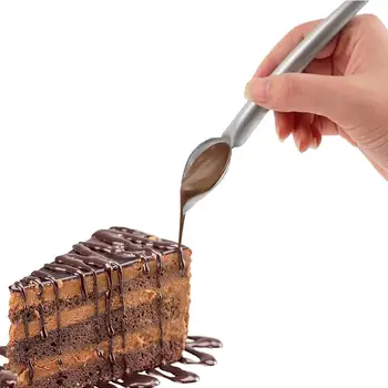 

Chef Decoration Pencil Food Draw Tool Chocolate Cream Sauce Pencil Spoon Decor Stainless Steel Chocolate Cake Bakeware