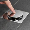 Pop Up Foot Floor Drain Brass Chrome Anti-odor Bath Drains Push Down Deodorization Square Matte Shower Room Cover Plug 10 * 10cm ► Photo 2/6