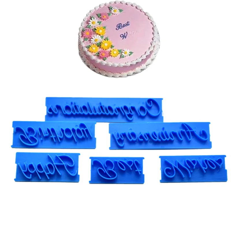 

DIY baking utensils new 6pcs letter printing mold fondant chocolate cream biscuit cake plastic mold