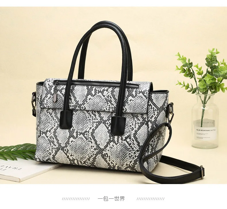 Ladies 2 pcs set Bucket Handbag 2019 Luxury Brand Women Tote Bag Snake Prints Handbags Female PU leather Crossbody Shoulder Bags (12)