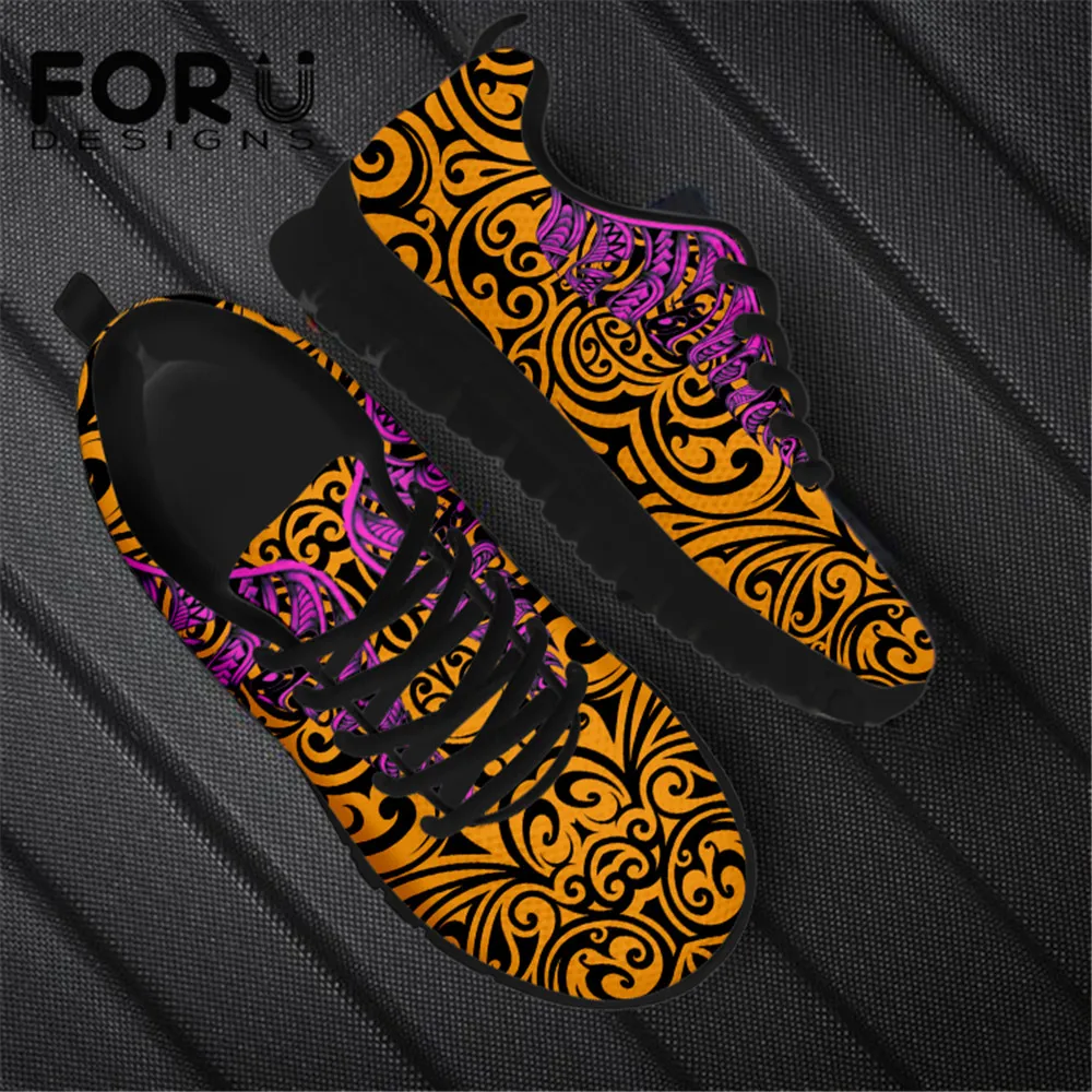 

FORUDESIGNS Vintage Women Flats Shoes Polynesian Triditional Printed Ladies Air Mesh Sneakers Female Casual Comfort Walking Shoe