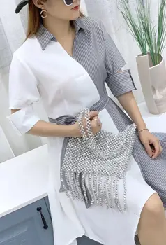 

Xianjian Handmade Quality Beaded Tassel Purse Handbag Silver Wedding Favor Handbags Purse handbag