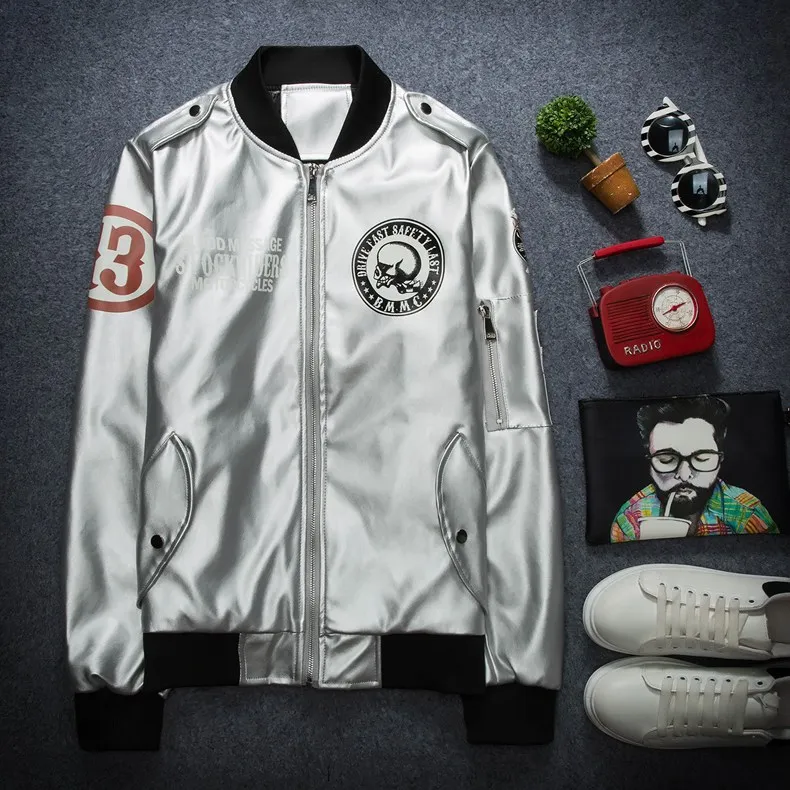Новая европейская американская Японская уличная Harajuku Мужская Женская куртка-бомбер с вышивкой для женщин и мужчин, утепленные куртки, пальто, большие размеры - Цвет: Silver plus cotton