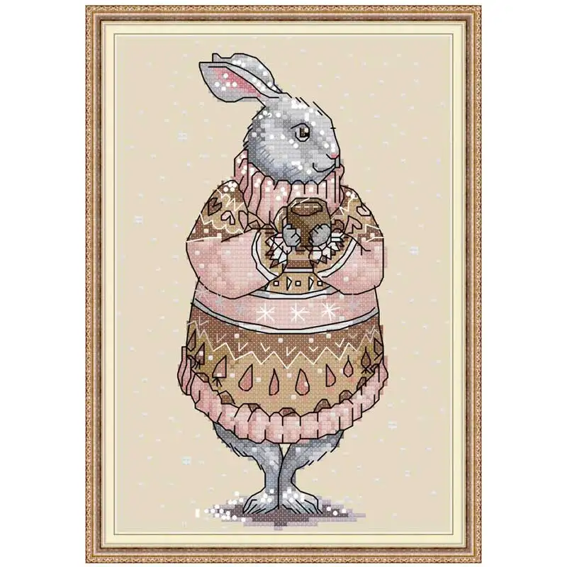 

The rabbit in the sweater counted printed on the canvas DMC 11CT 14CT DIY kit Cross Stitch embroidery needlework Sets home decor