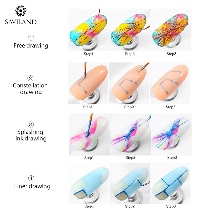 SAVILAND 3D 6 мл проволока для рисования Гель для ногтей металлическое зеркало смывка для лака УФ или Светодиодная лампа Гвозди Искусство край для вытягивания линии