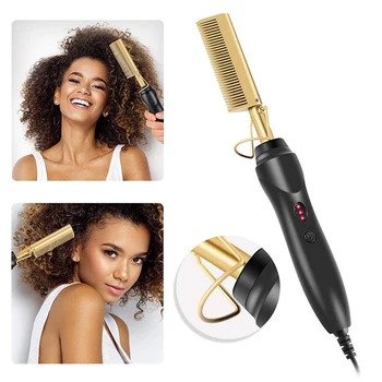 買取 ストレートヘアアイロンホット加熱フラットアイアンウェットドライ使用ブラシコーム髪ストレートスタイラーコルゲーションカーリング鉄ヘアカーラー櫛