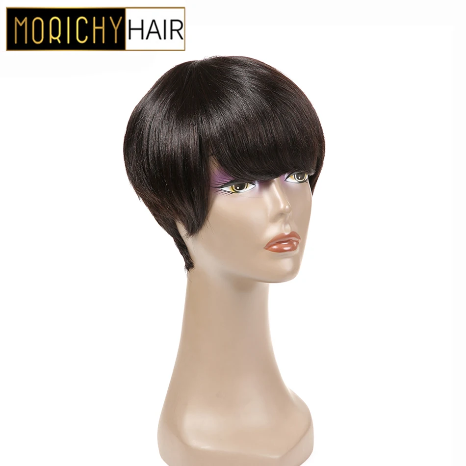 

MORICHY Hair Short and Sweet Bob Wig Brazilian Non-remy Human Hair Short Feline Cut with a big Meow Black Hair Full Machine Wigs